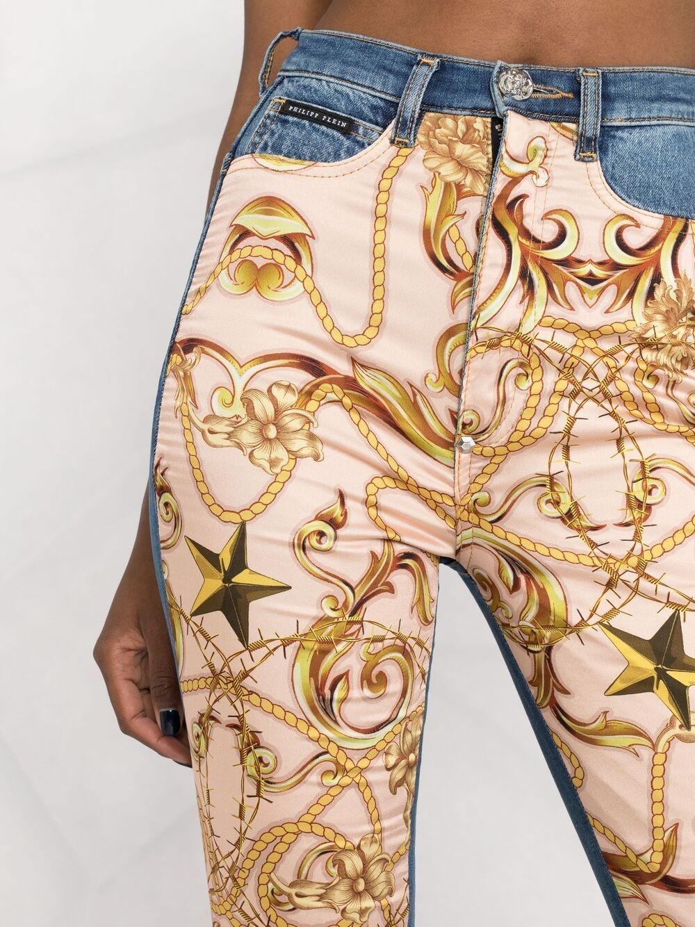 baroque-print skinny jeans - 3