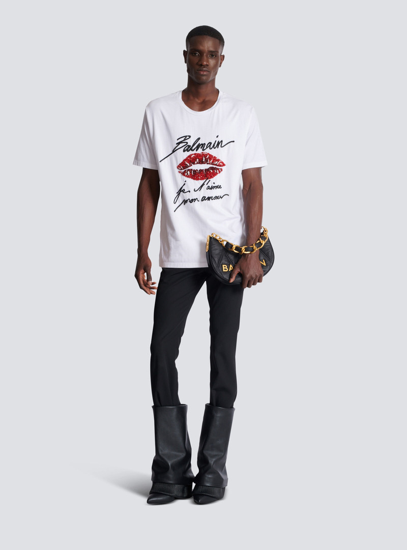 Balmain Embroidered T-shirt with Balmain "Love Letter" and Lips outlook