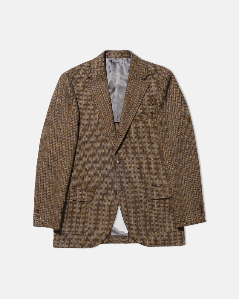 BROWN & OLIVE HERRINGBONE WOOL SPORT COAT - TRIM FIT 1
