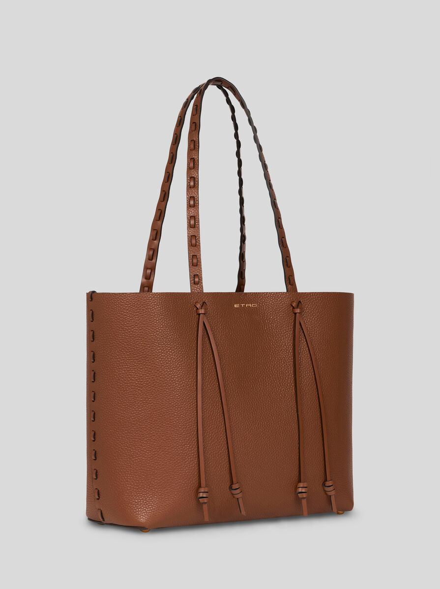 ETRO ESSENTIAL MEDIUM LEATHER TOTE BAG WITH THREADING - 6