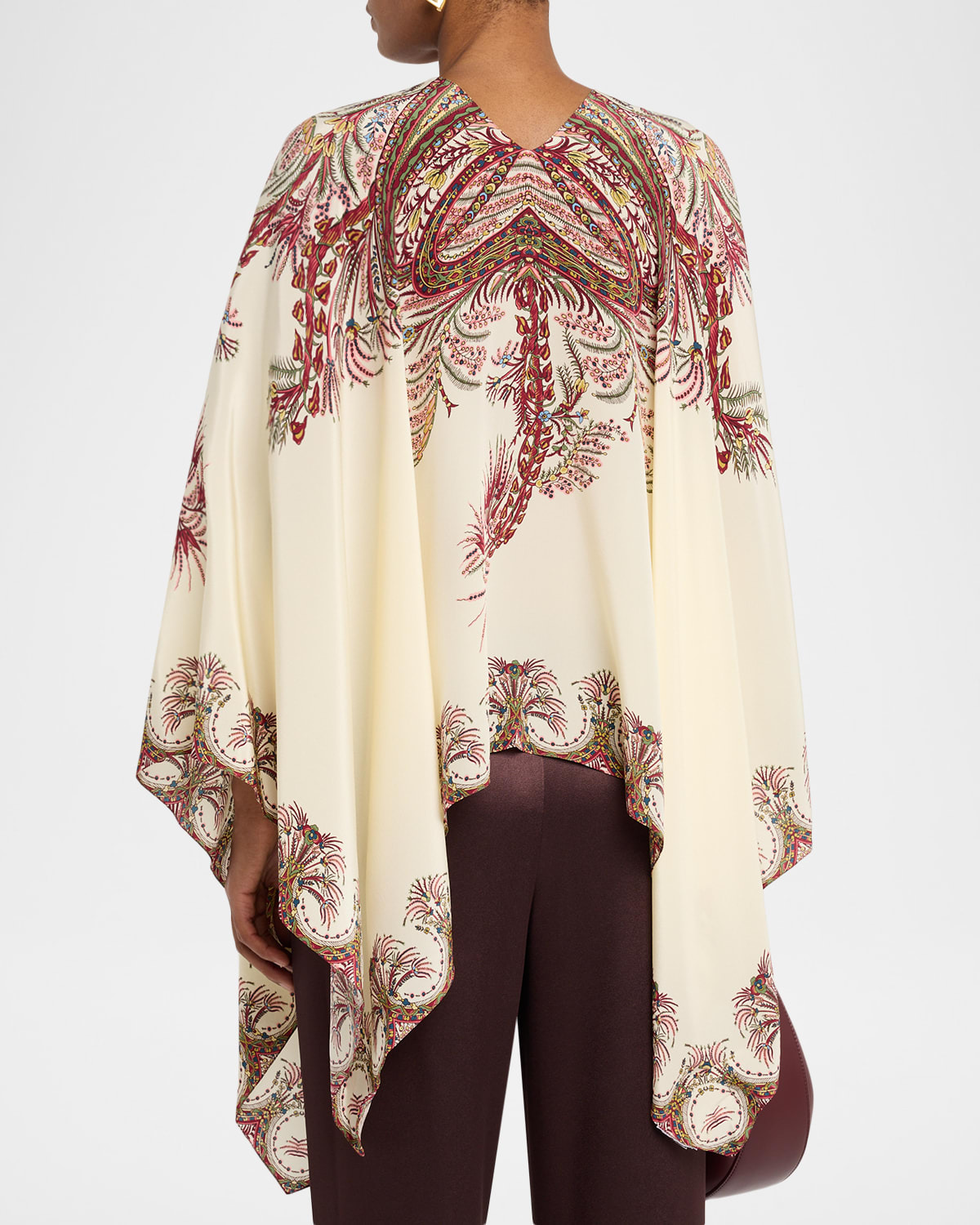 Printed Silk Poncho - 3