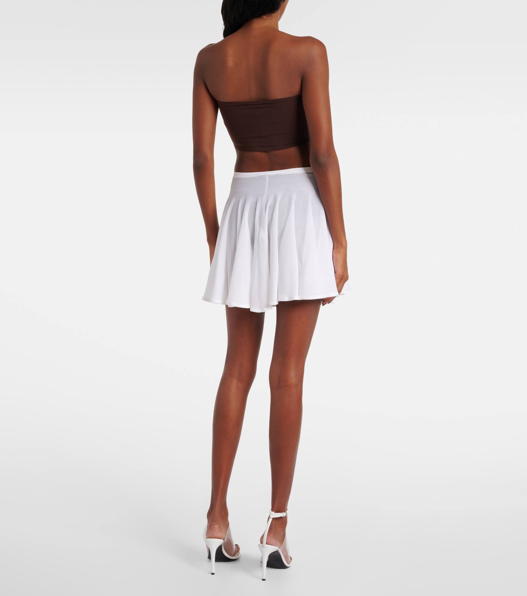 Pleated semi-sheer miniskirt - 3