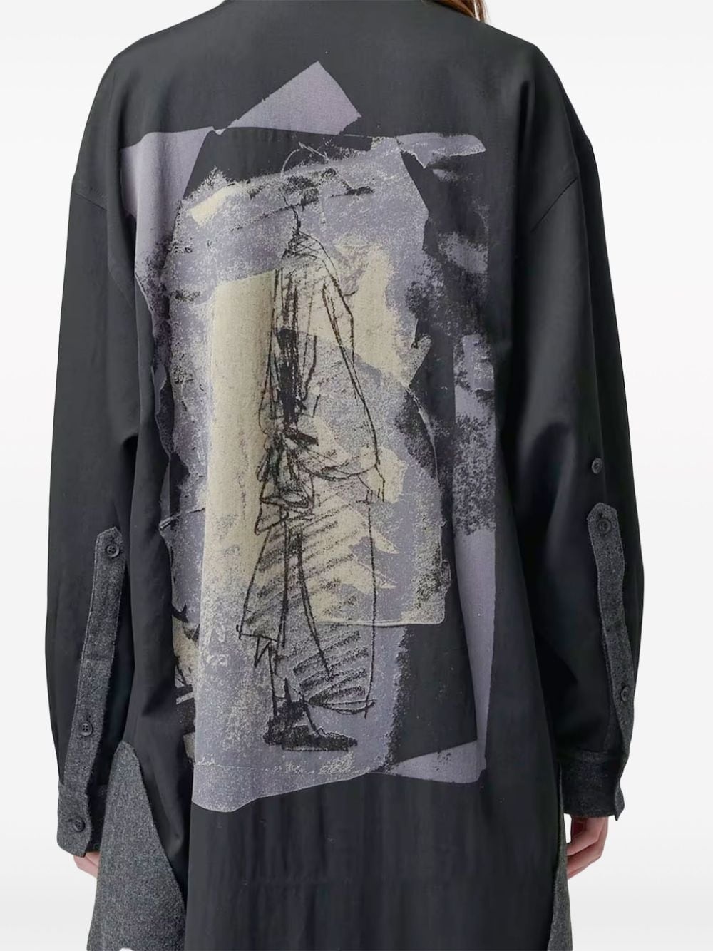 abstract-print wool shirtdress - 3