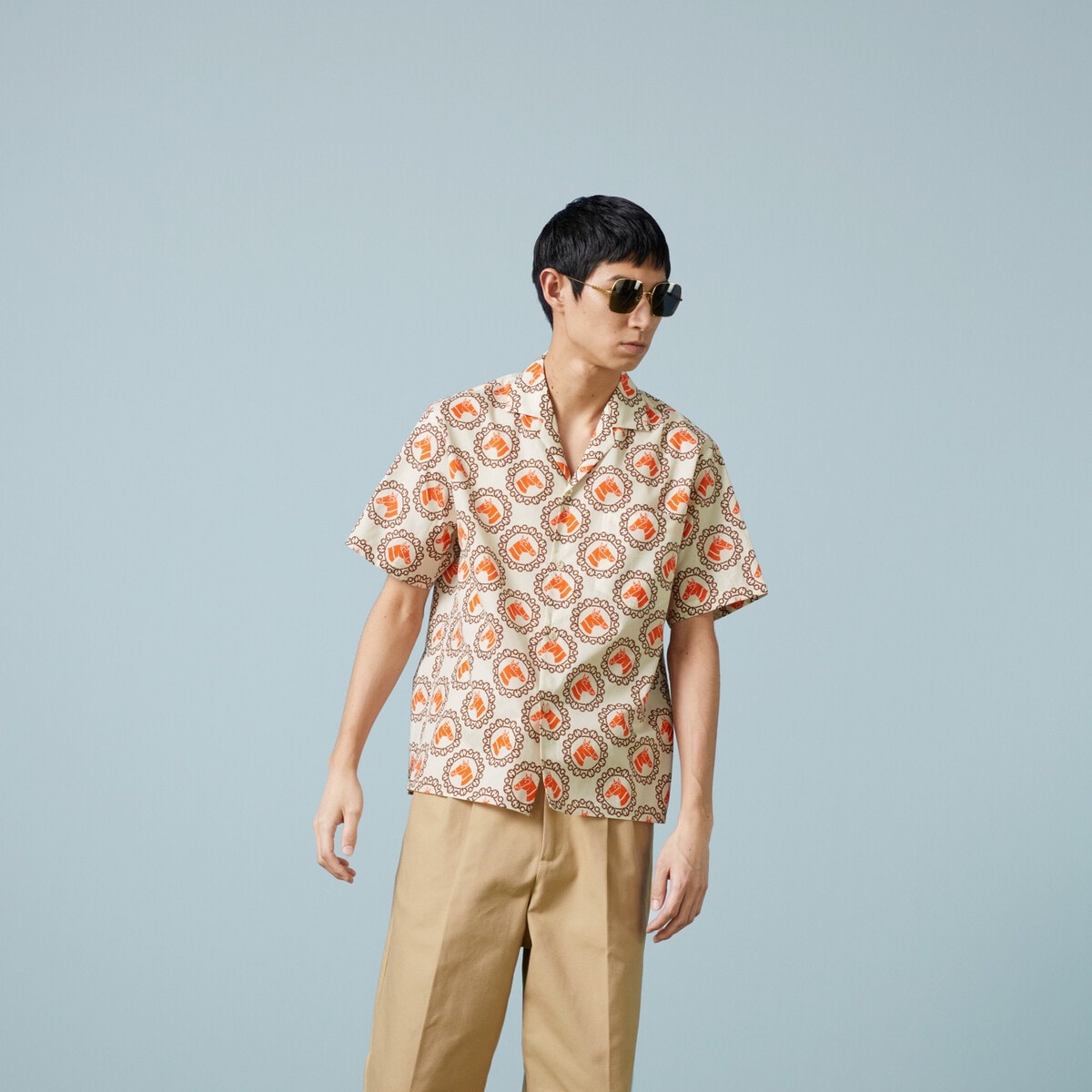 Cotton pant with Gucci embroidery - 5