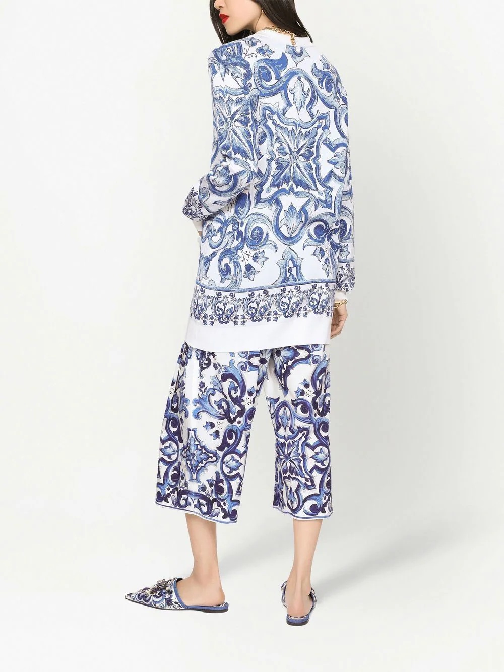 Majolica-print jacquard silk cardigan - 4
