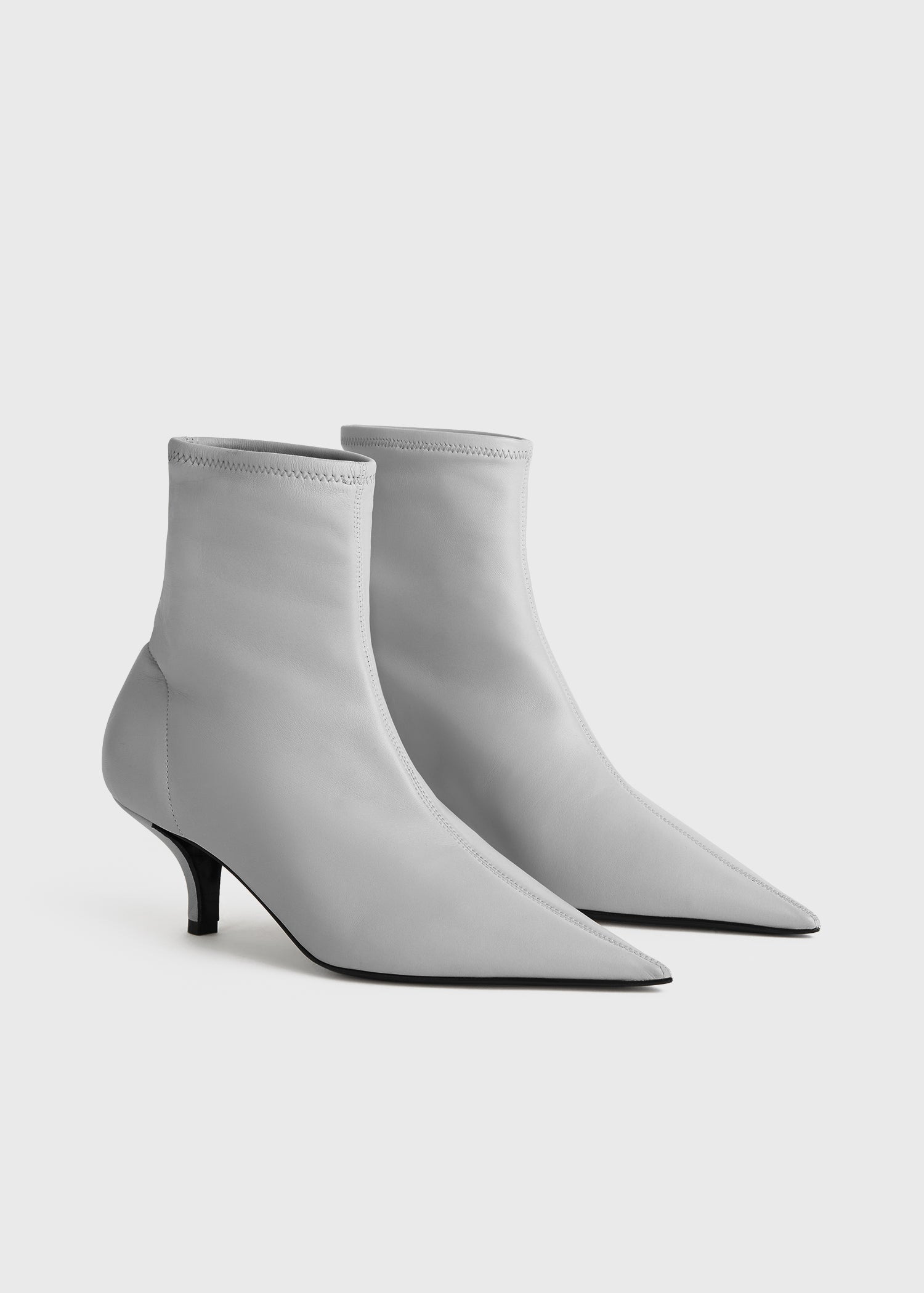 Nappa heeled sock boots light grey - 6