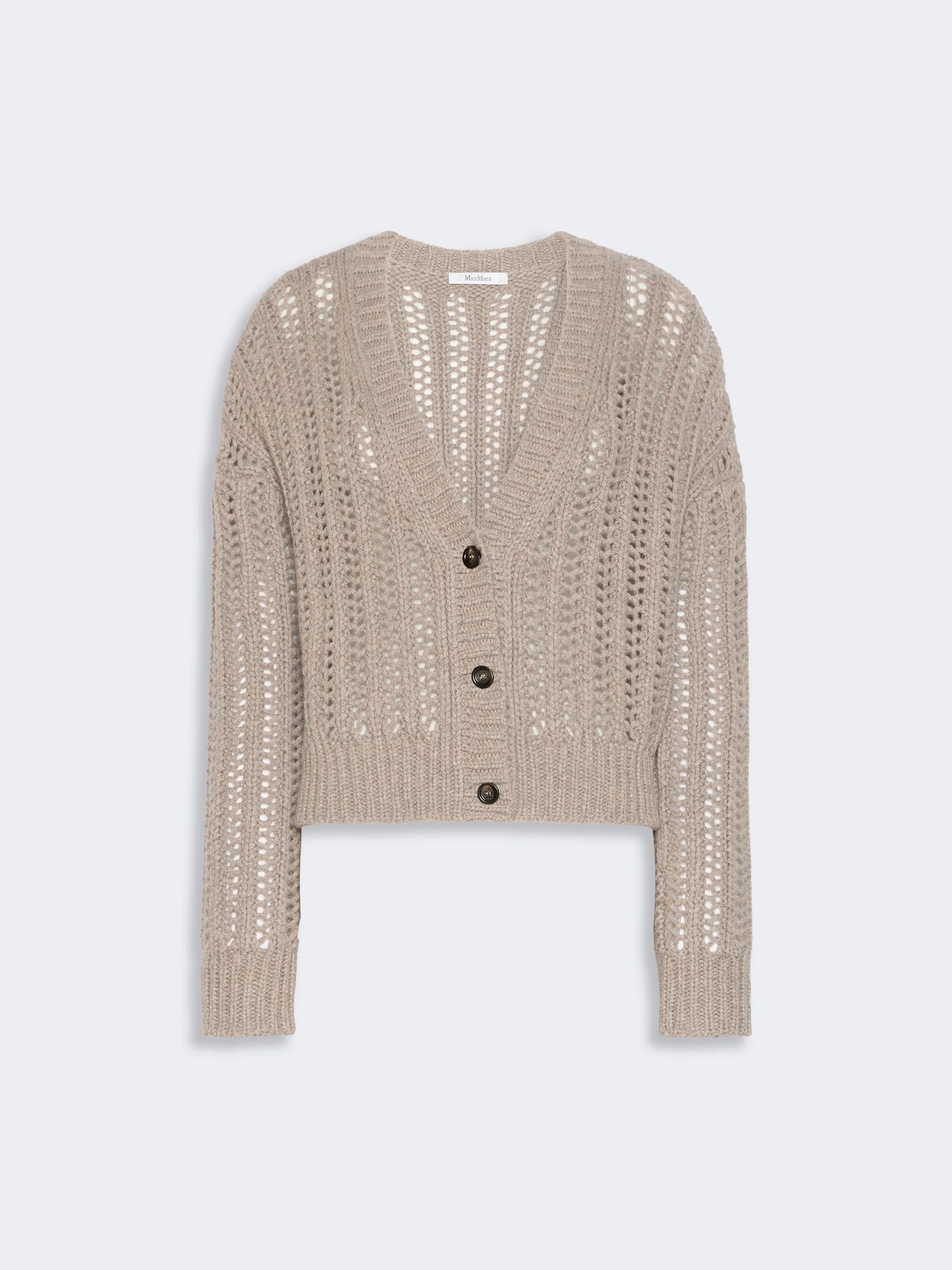 ZAINO Open-knit cashmere boxy cardigan - SAND - 1
