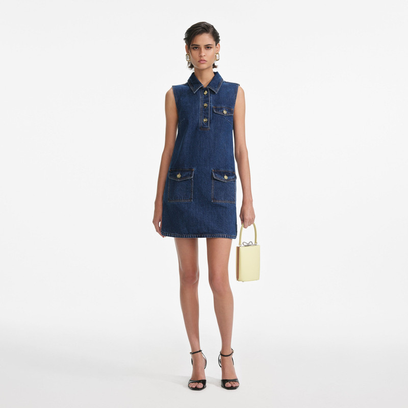 Denim Sleeveless Mini Dress - 1