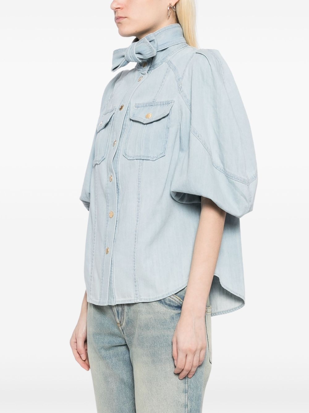 acacia denim lantern blouse - 3