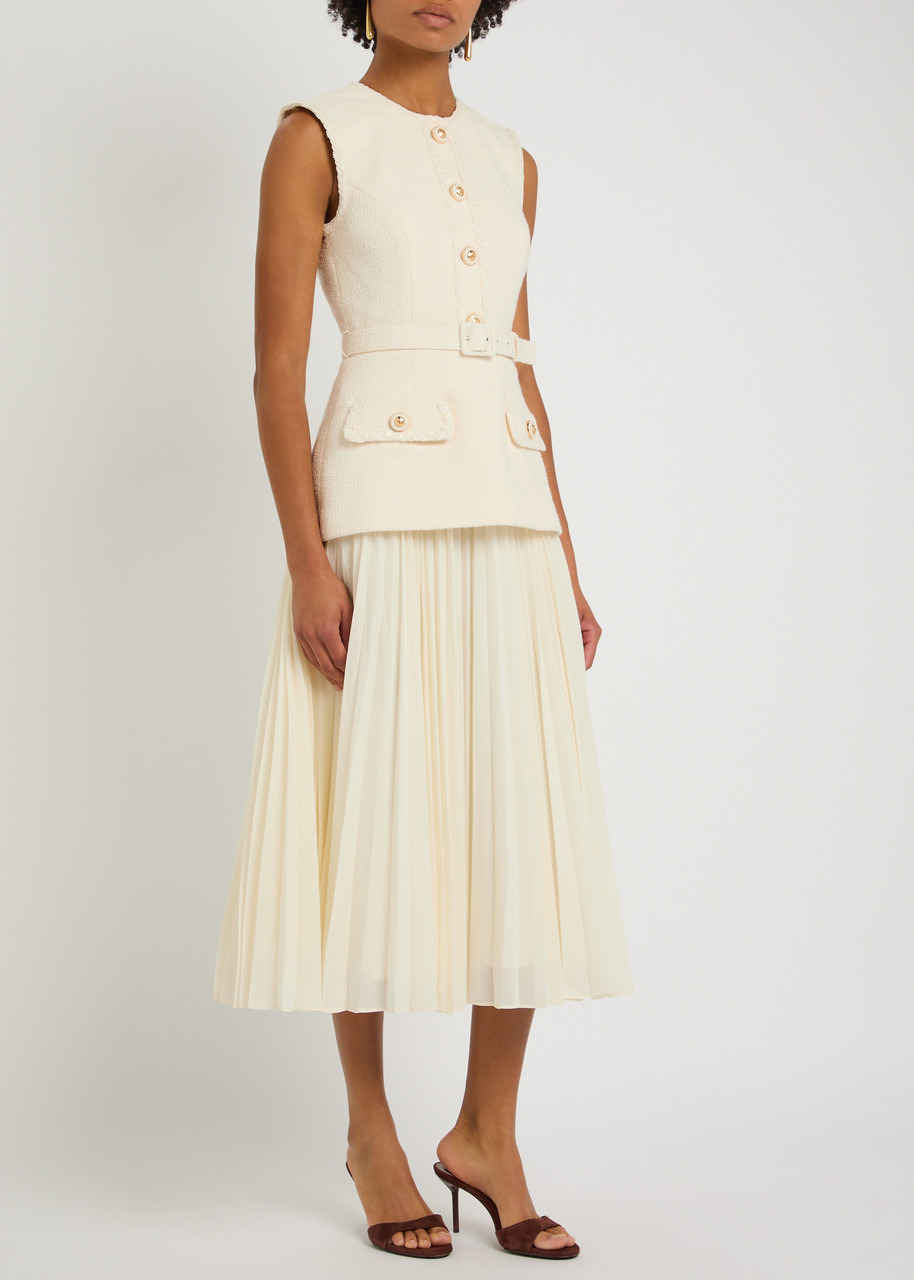 Rebecca Vallance Jonie Layered Tweed and Chiffon Midi Dress - 2