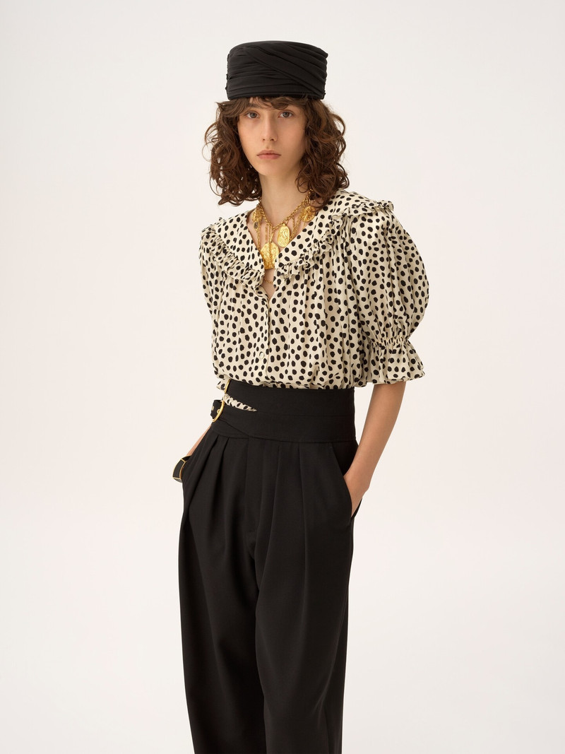 PUFF-SLEEVE RUFFLE TOP IN CRÊPE DE CHINE 3
