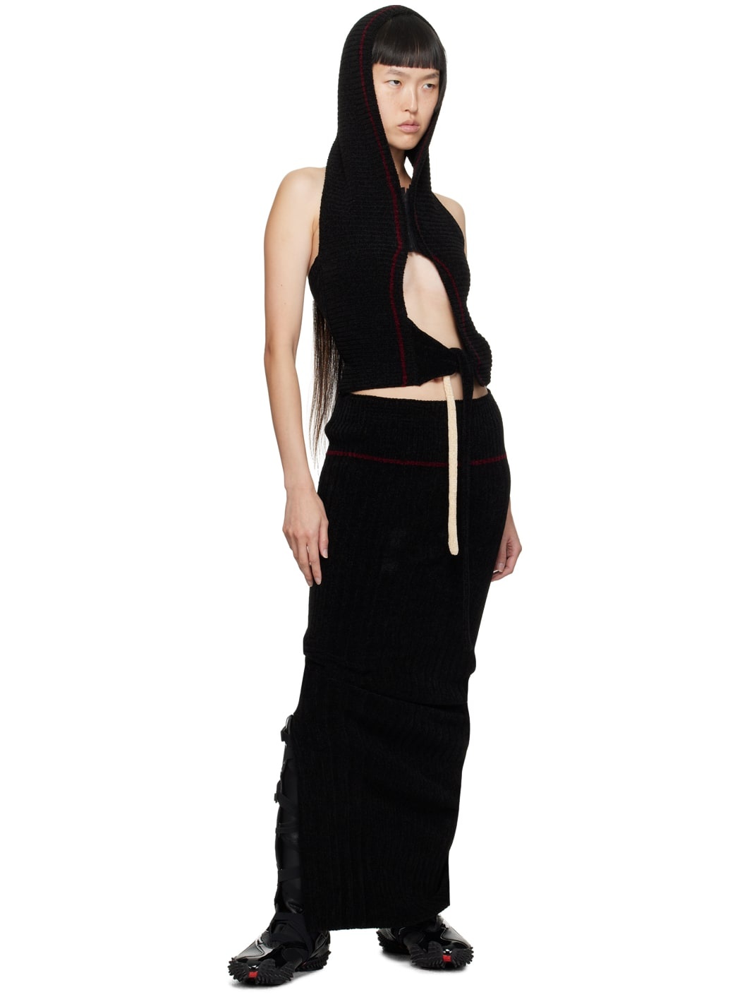 Black Hooded Maxi Dress - 4