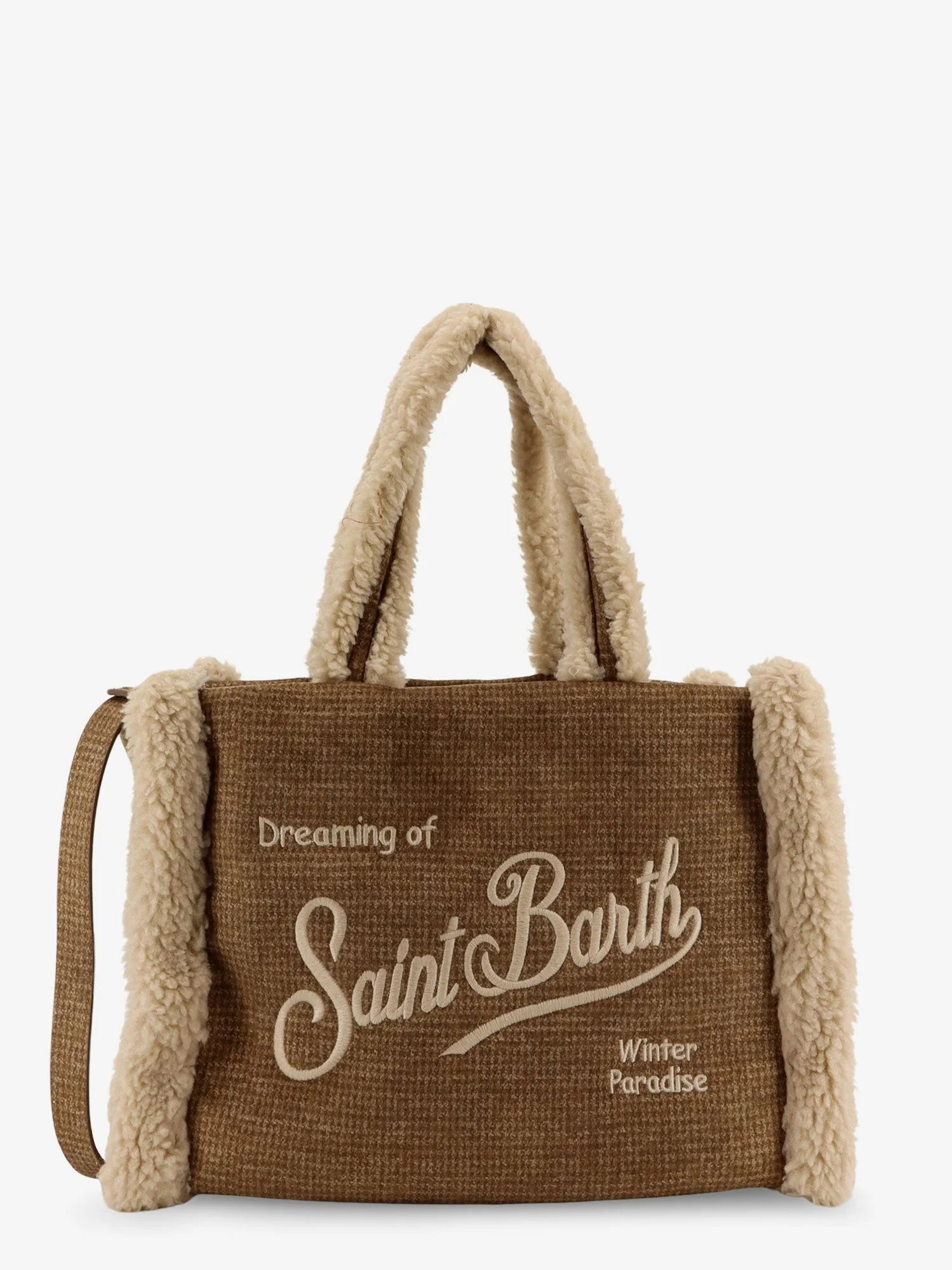 Mc2 Saint Barth Colette Shearling Pied De Poule Shoulder Bag - 1