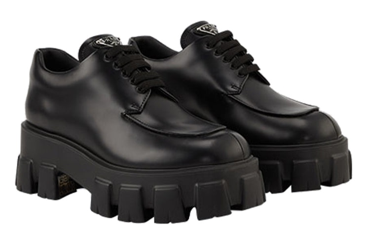 (WMNS) PRADA Monolith Brushed Leather Lace-up Shoes 'Black' 1E255N_B4L_F0002_F_B055 - 2