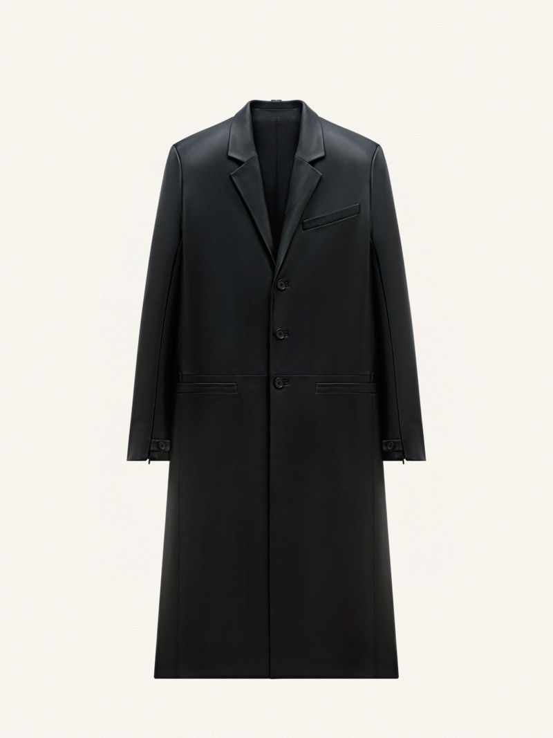 ZIPPED SLEEVES LEATHER TAILORED COAT 1