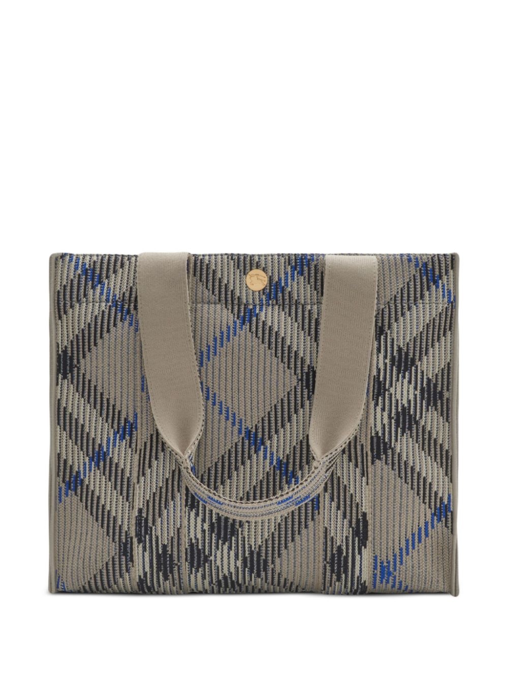 small Check knitted tote bag - 2
