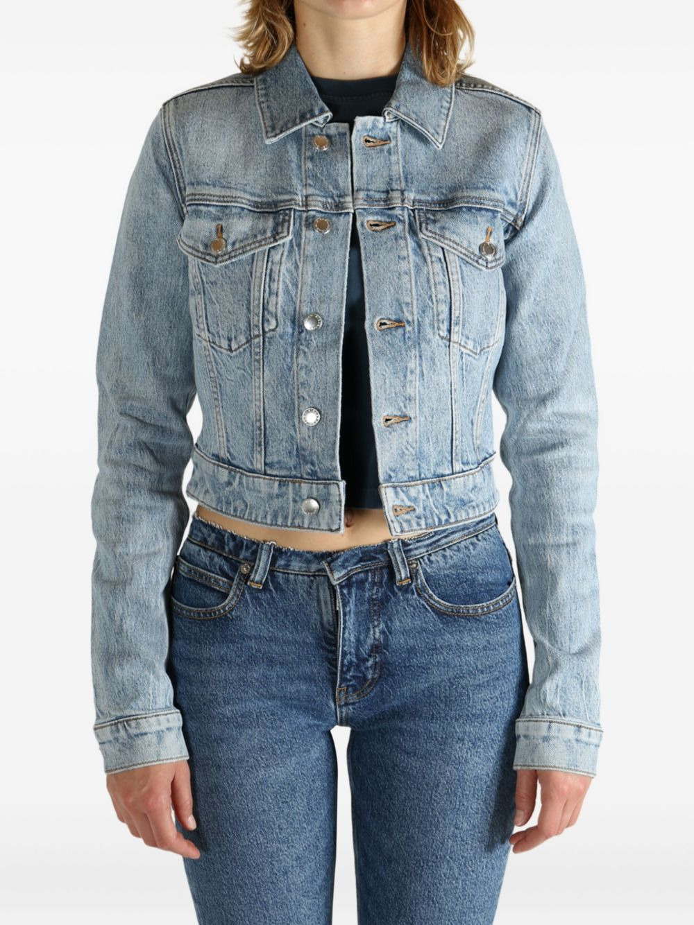 button-fastening denim jacket - 3
