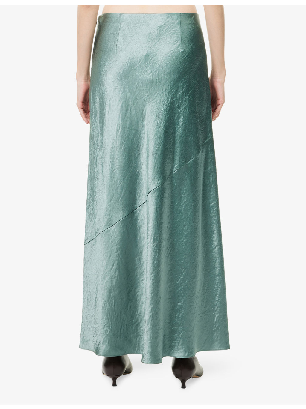 Panelled High-Waist Woven Midi Skirt - 4