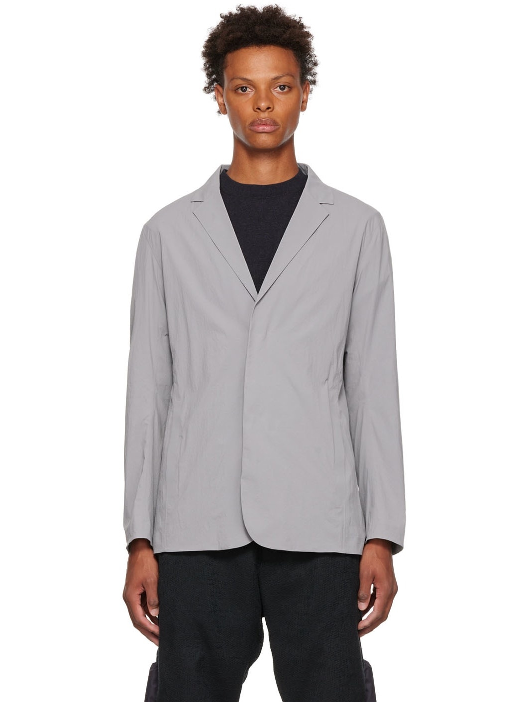 Gray Nylon Blazer - 1