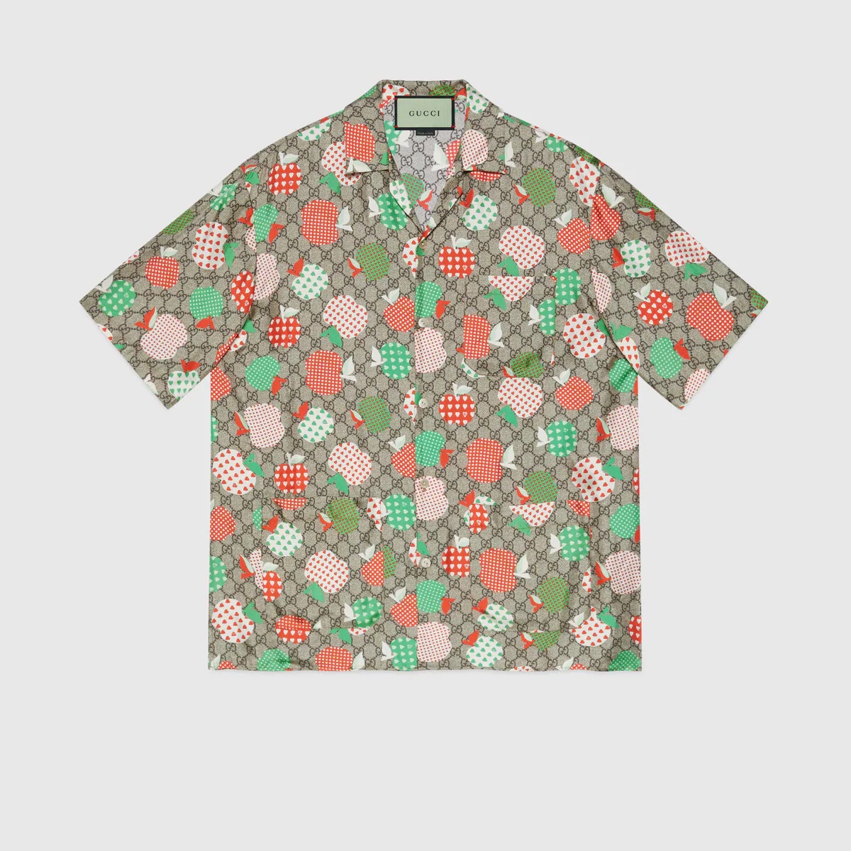 Men's Gucci Les Pommes silk bowling shirt - 1