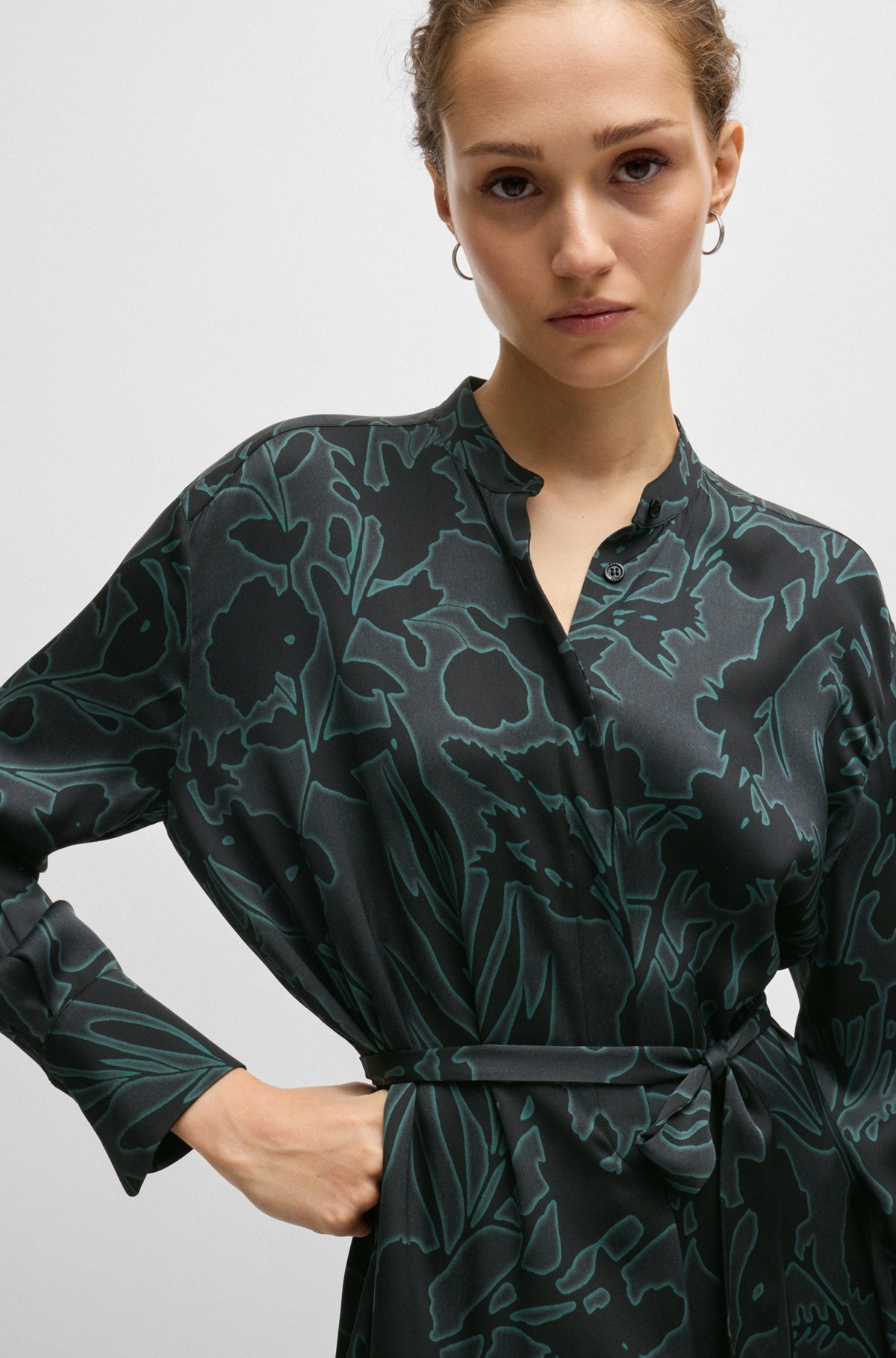 FLORAL-PRINT DRESS WITH REMOVABLE BELT IN SILK BLEND - 5