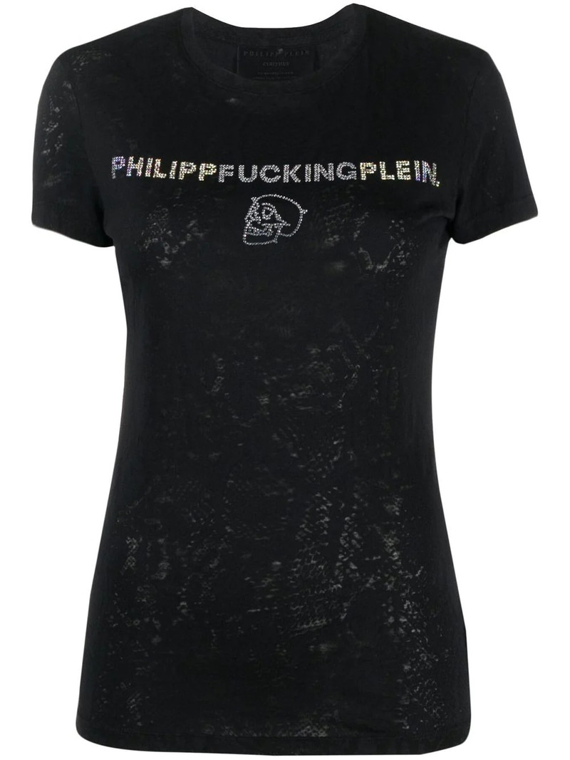 rhinestone-embellished cotton T-shirt 1
