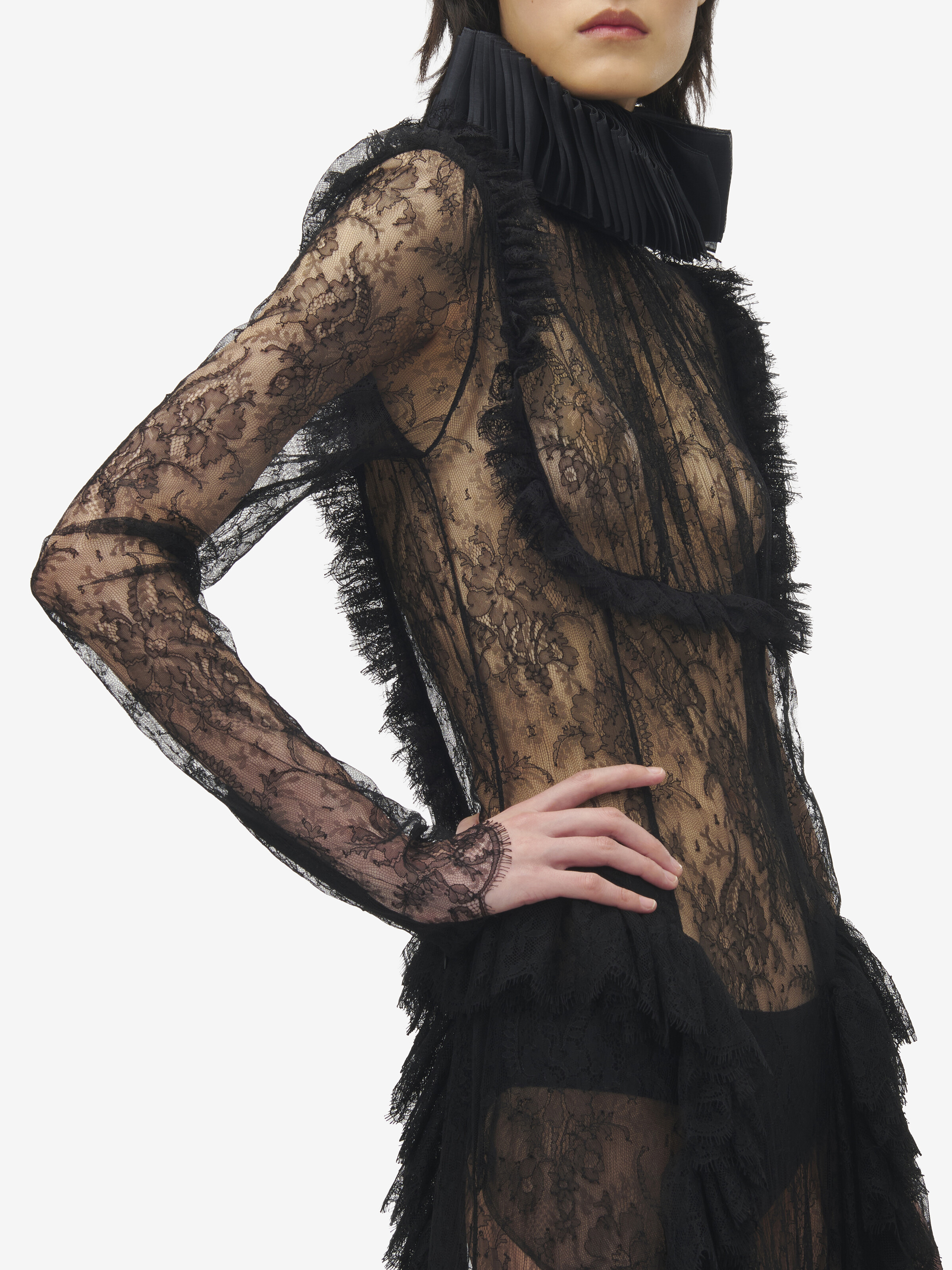 Floral Lace Embroidery Evening Dress - 5