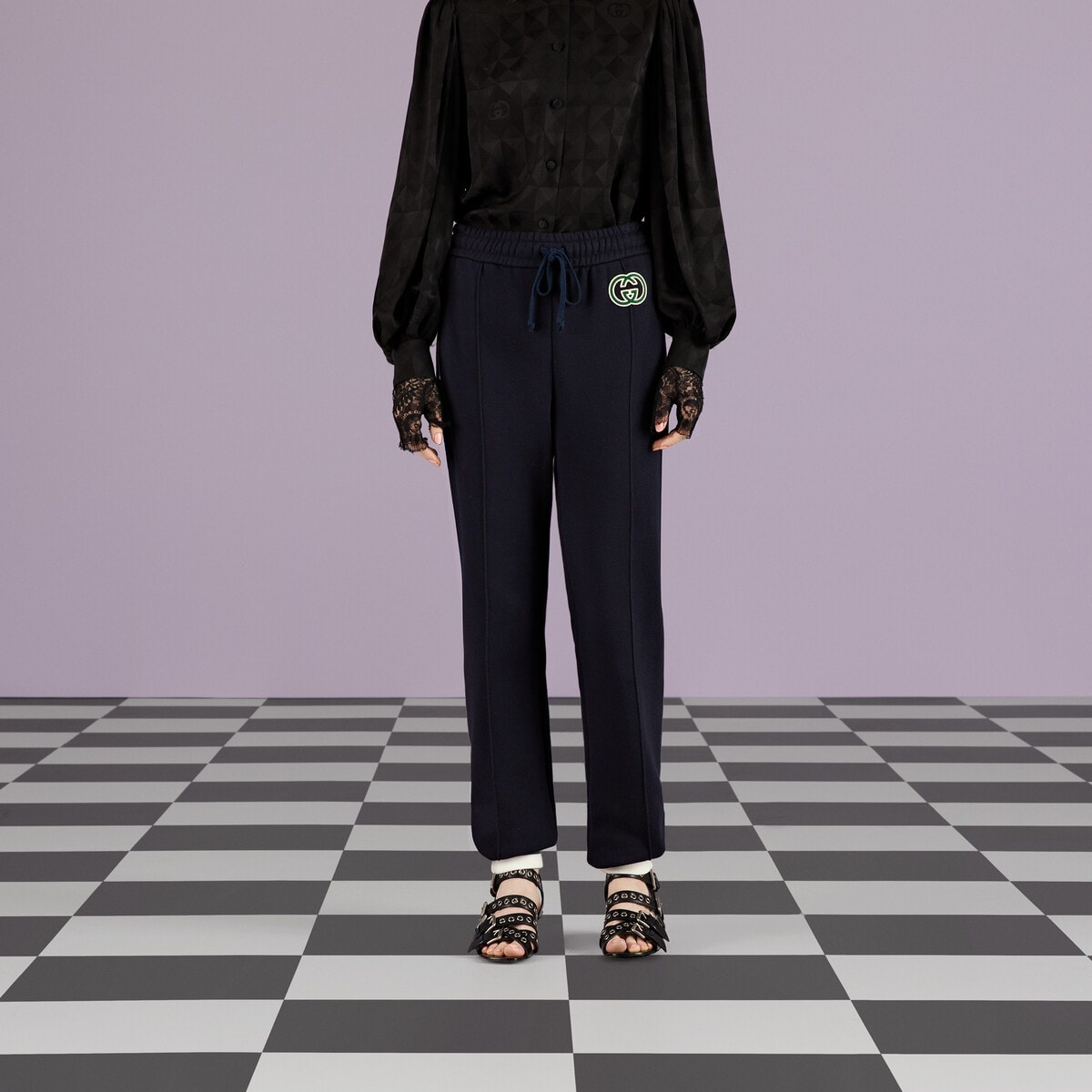 Cotton jersey track bottoms - 4
