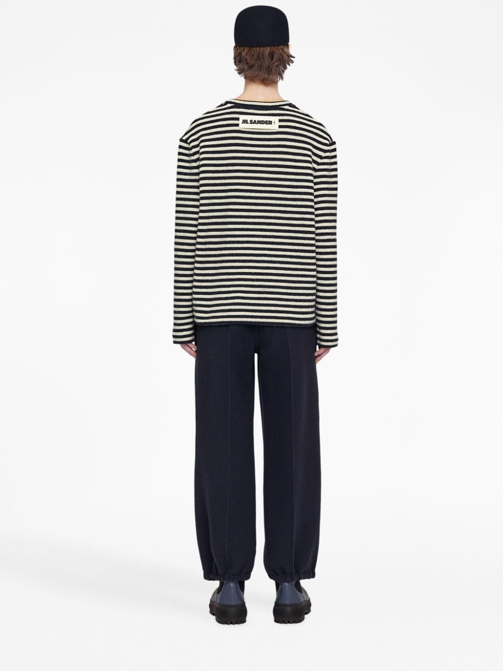 logo-patch striped wool T-shirt - 4