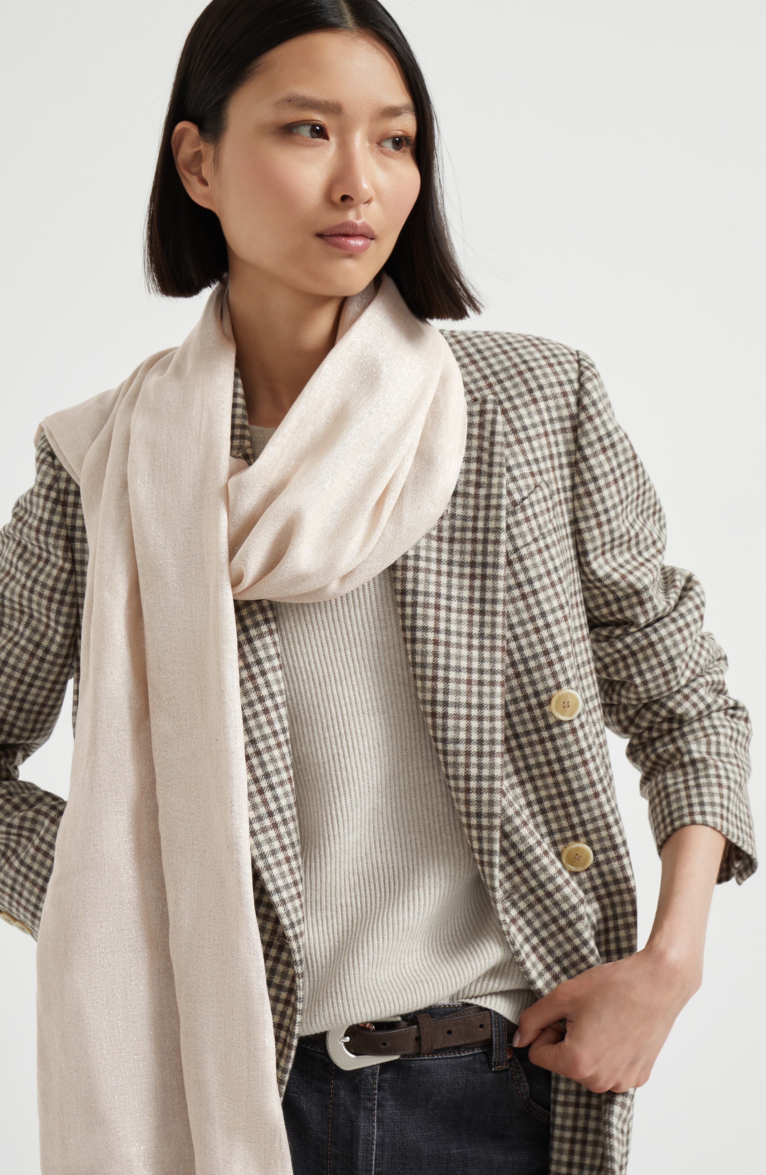 Brunello Cucinelli Sparkling scarf in Beige at Nordstrom - 5