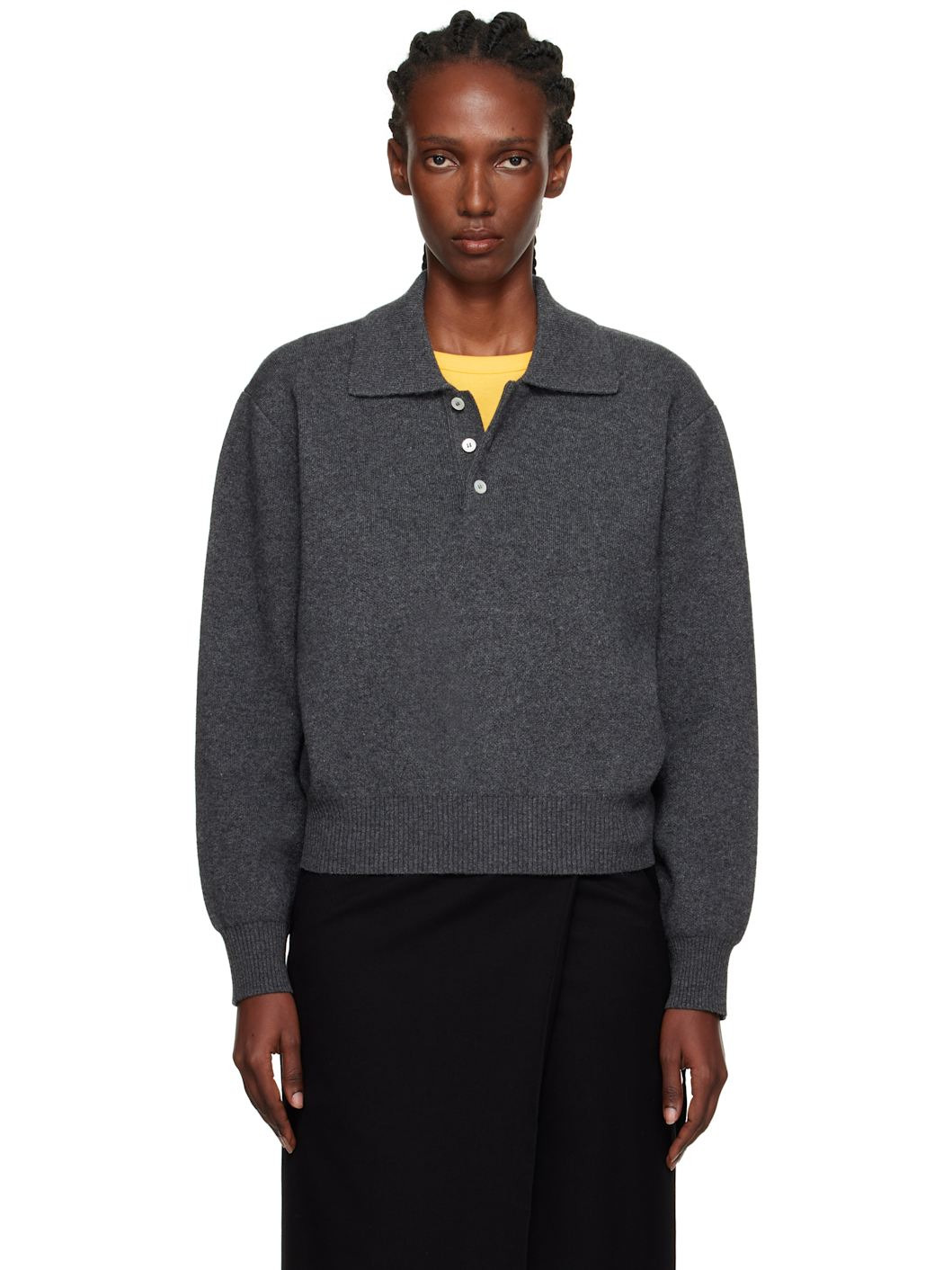 Gray Collared Sweater Polo - 1