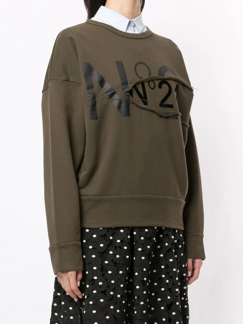 ripped logo sweatshirt - 3