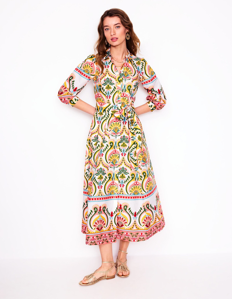 Clara Cotton Shirt Dress-Multi, Ornamental Floral 6