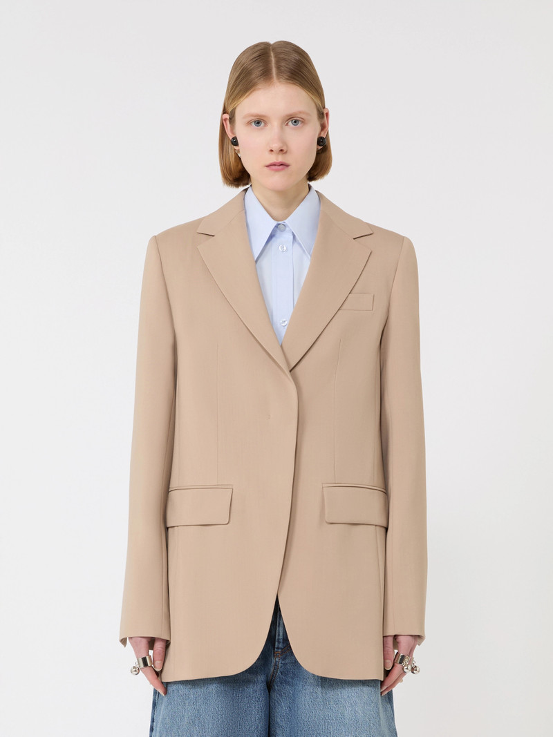 MELA Tailored wool blazer with pleated back - BEIGE 3