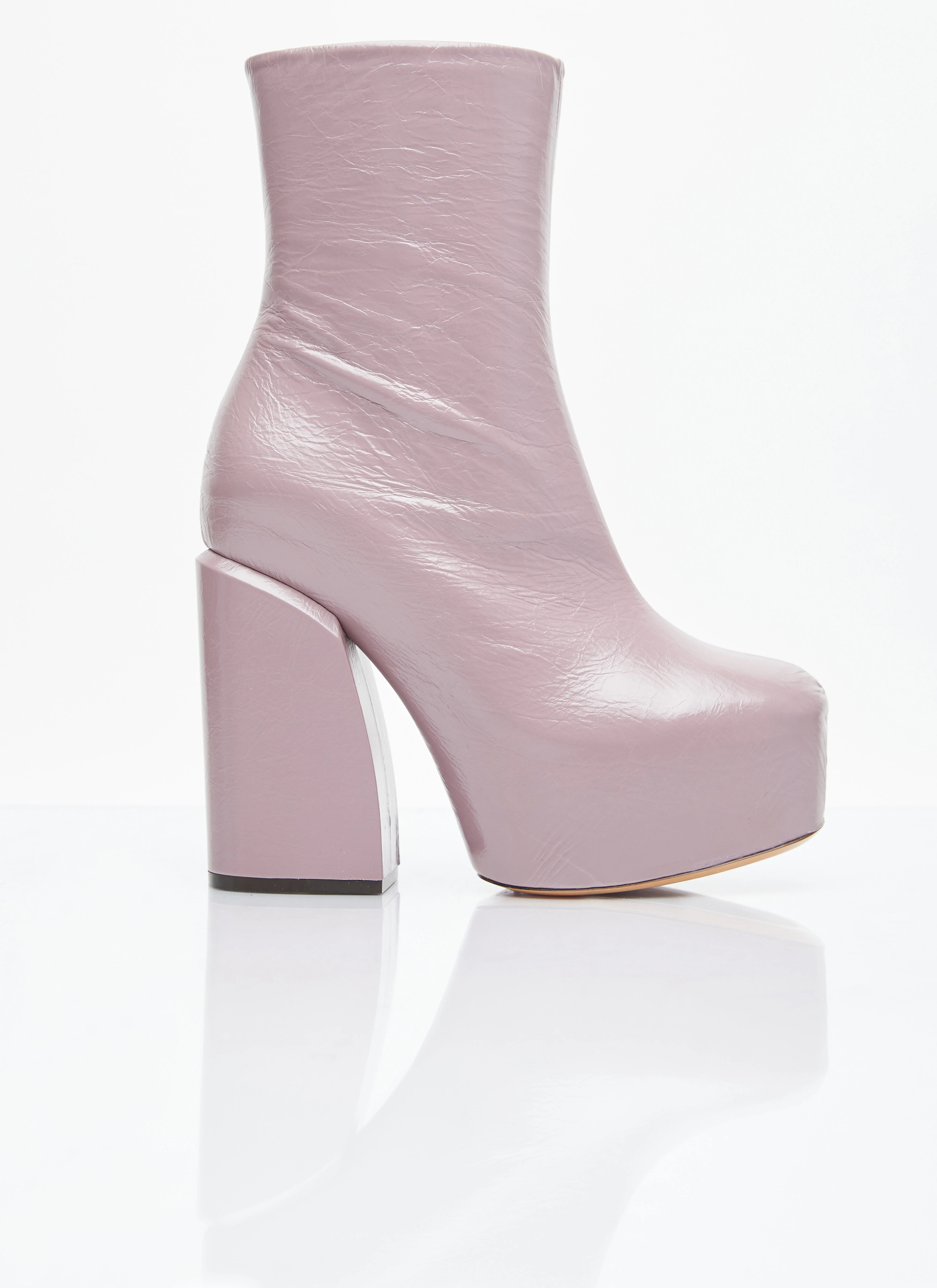 Platform Heel Leather Boots - 1