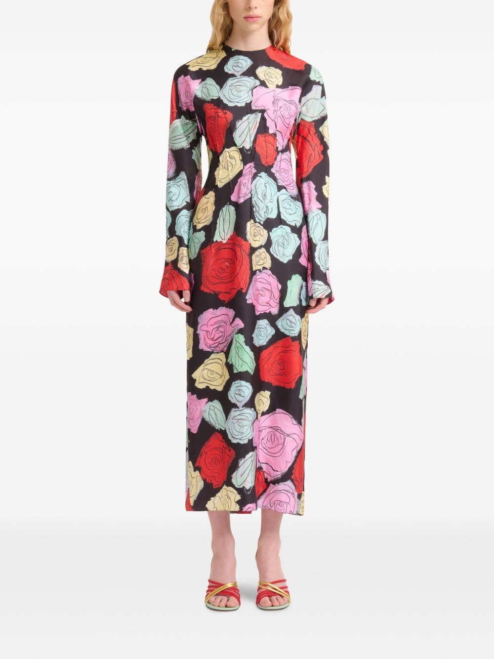 floral-print long-sleeve dress - 2