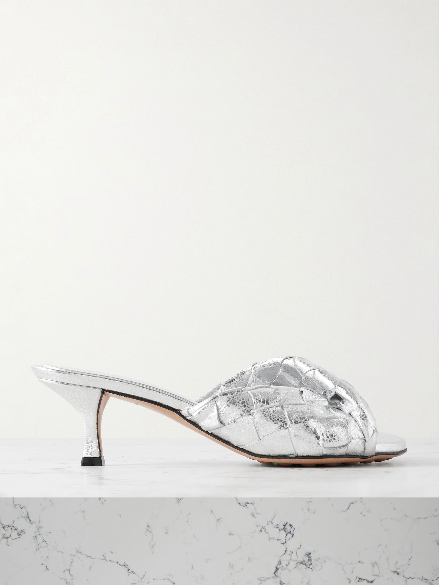 Blink twisted intrecciato metallic leather mules Silver - 1