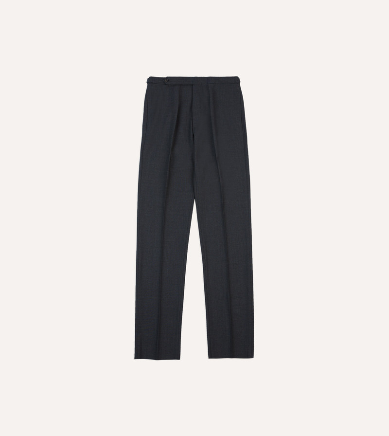 Charcoal Tropical Wool Single Pleat Trouser - 1