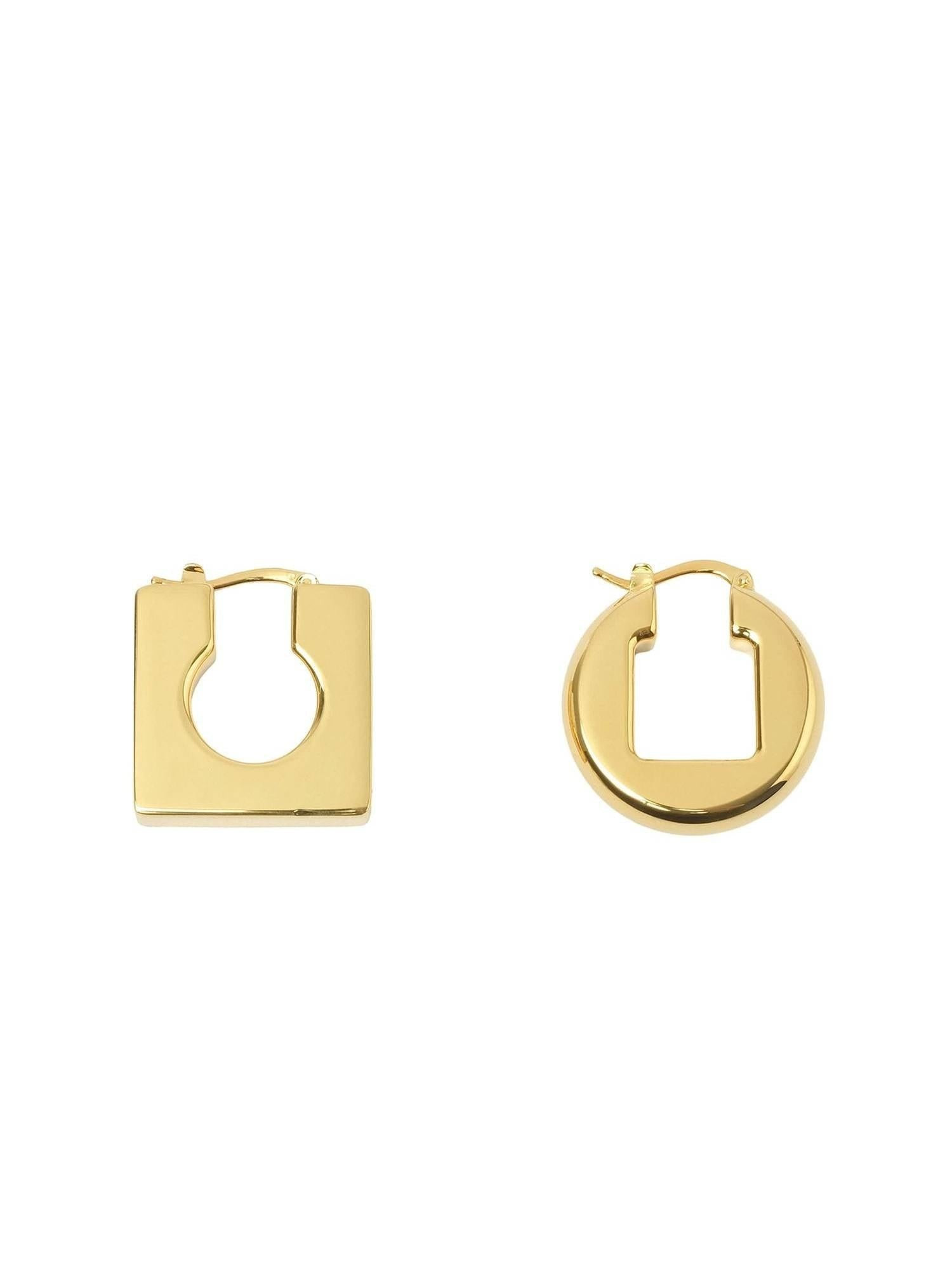 Les Boucles Rond Carre Earrings in Light Gold - 4