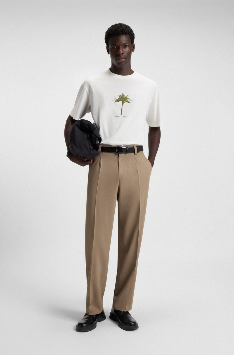 HUGO COTTON-JERSEY T-SHIRT WITH PALM-TREE PRINT outlook