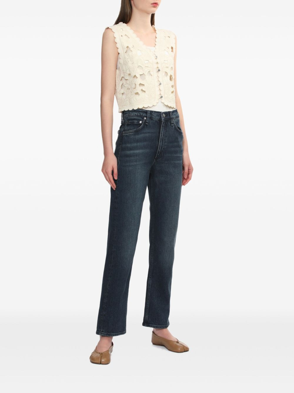 floral-embroidered vest - 2