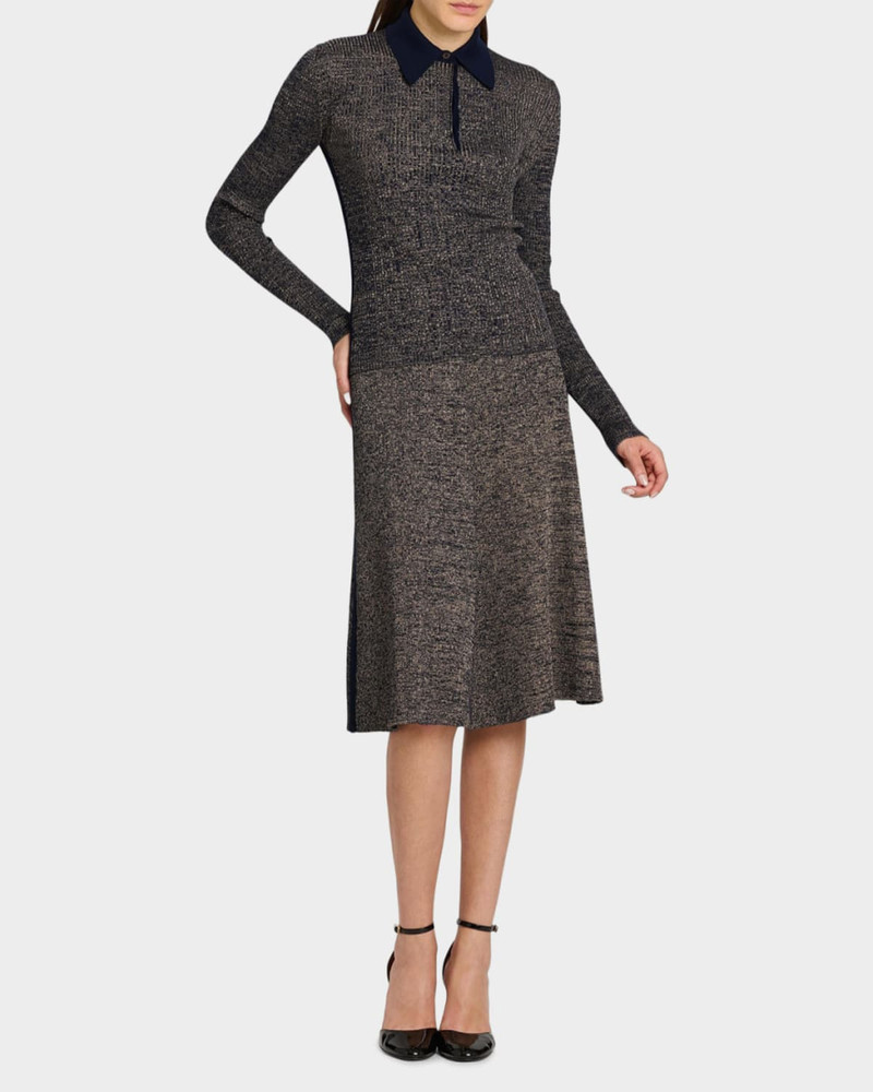 FERRAGAMO Linen Rib Long-Sleeve Polo Sweater outlook