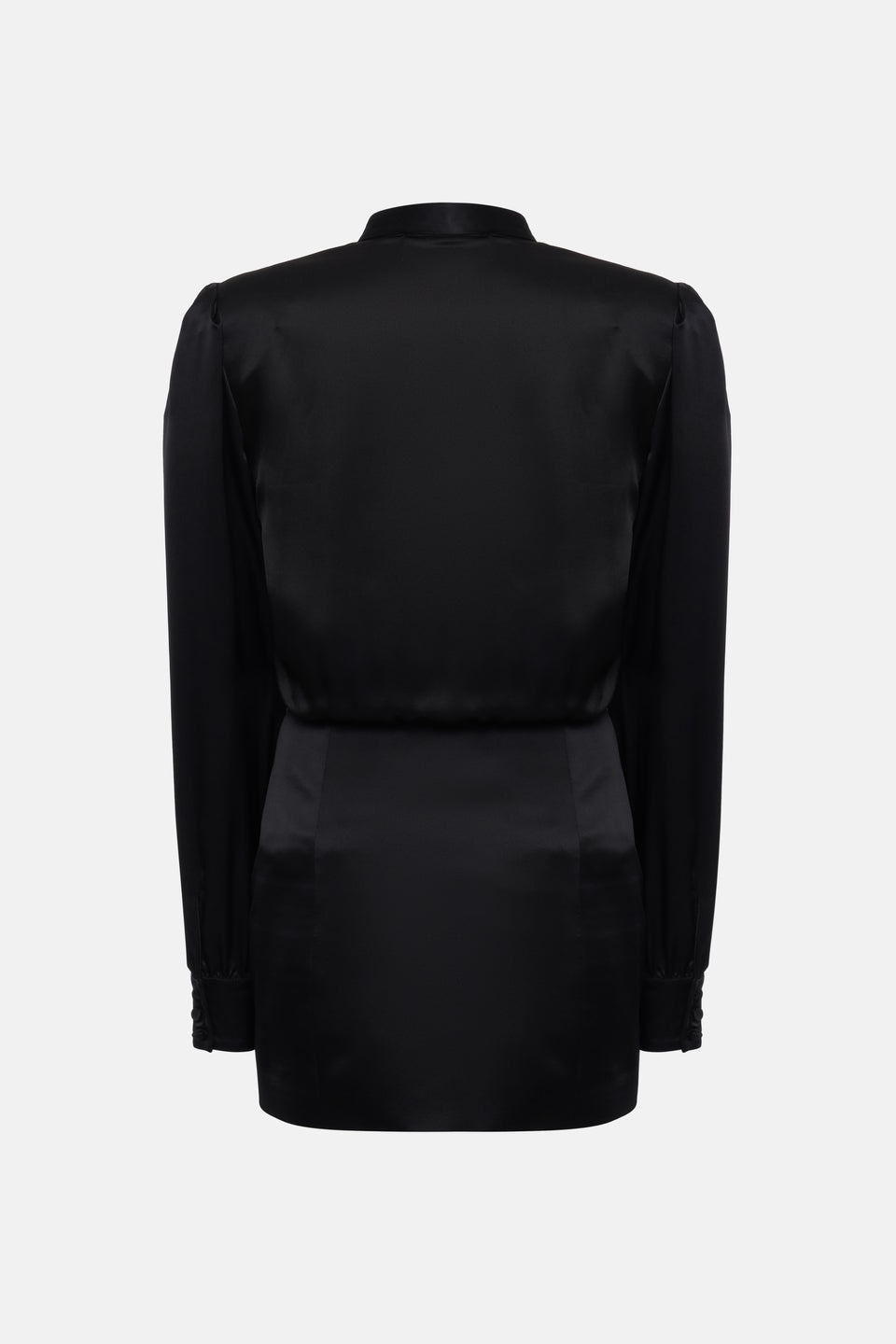 SILK SATIN DRAPED MINI DRESS WITH JWL BUTTONS - 2