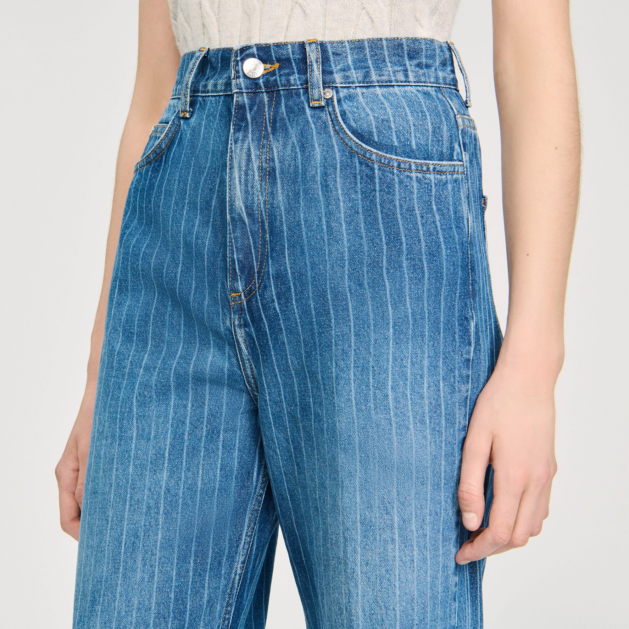 WIDE-LEG STRIPED JEANS - 3