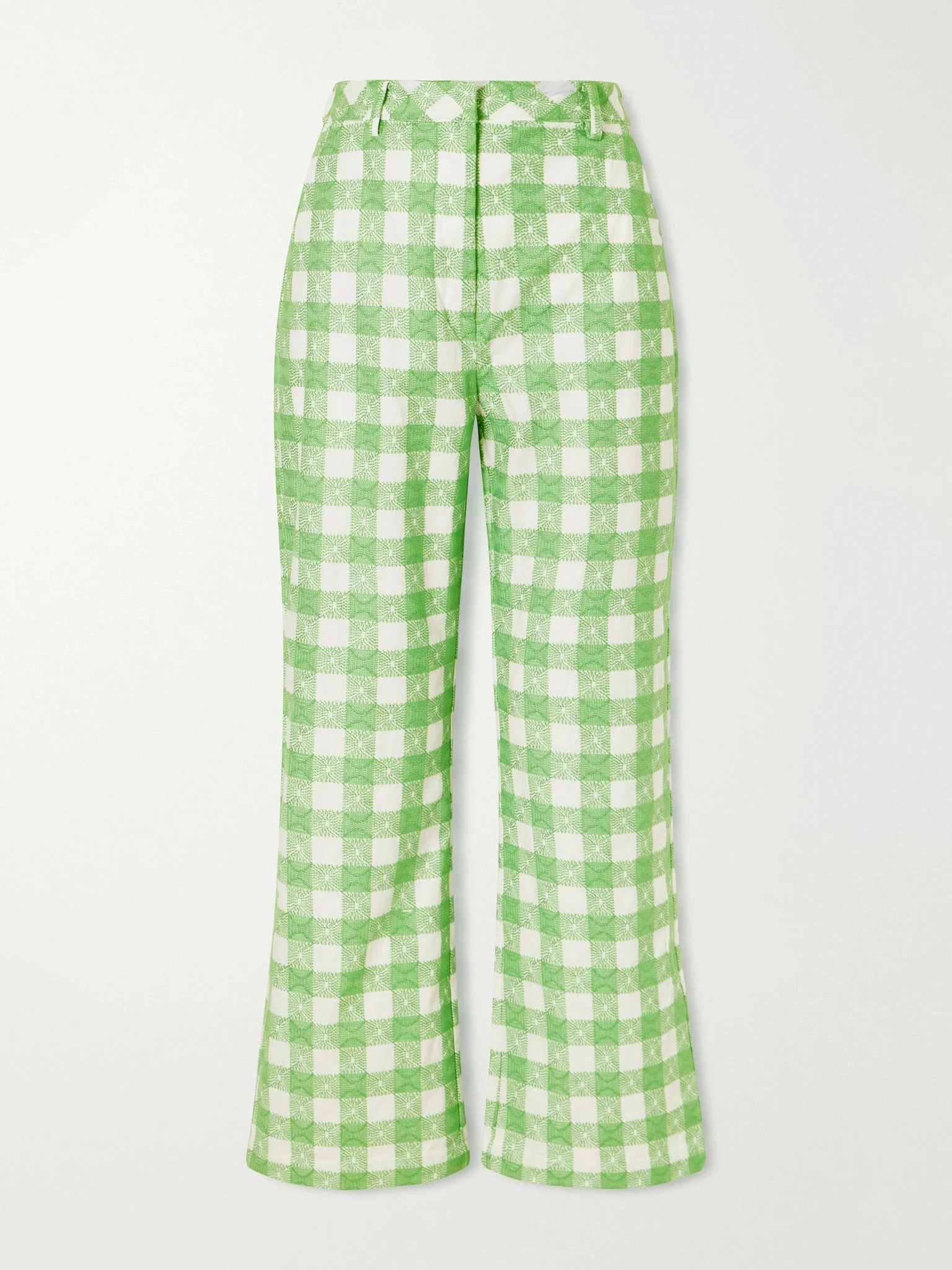 Easy Does It checked cotton straight-leg pants Green - 1