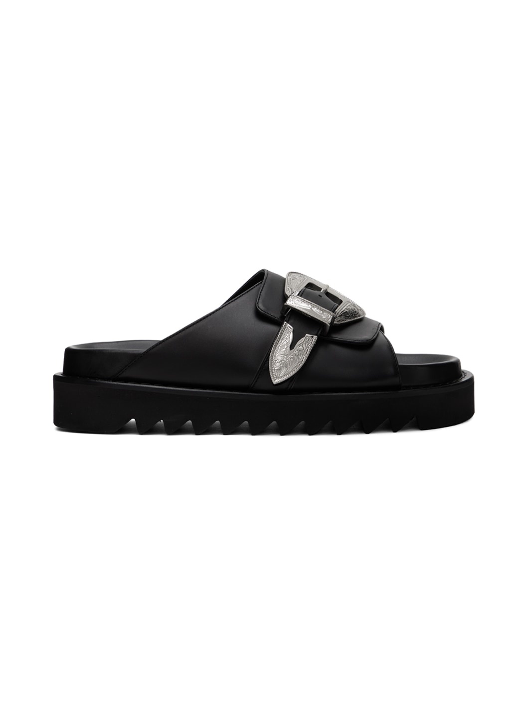 Black Pin-Buckle Sandals - 1
