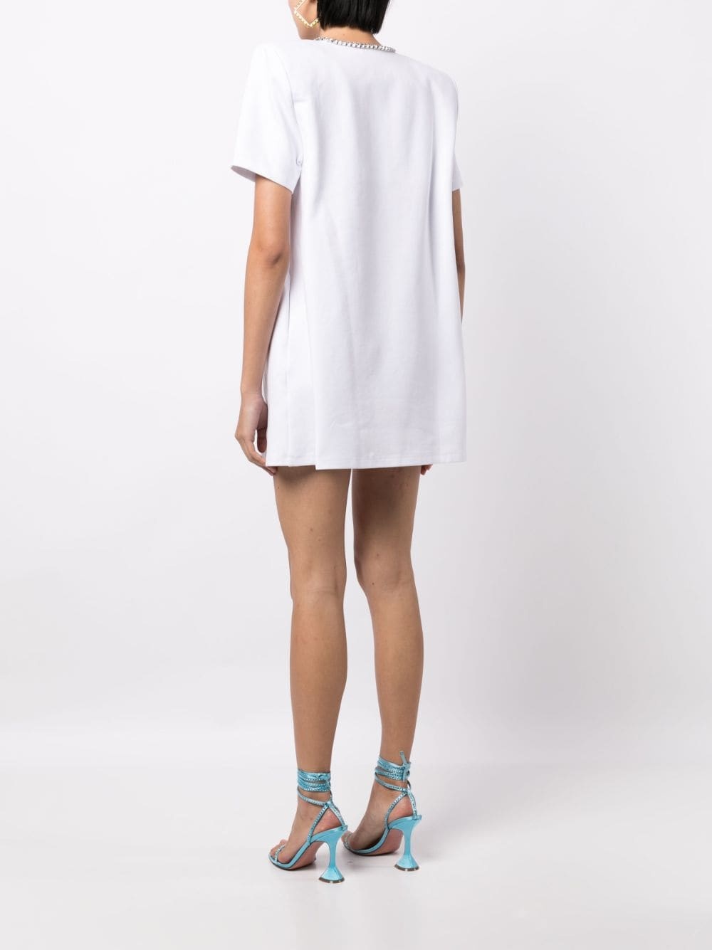 crystal-embellished V-neck minidress - 4
