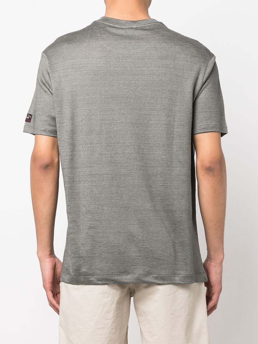 crew neck short-sleeved linen T-shirt - 4