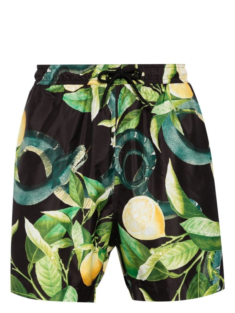 Tiger Tooth-detailed lemon-print swim shorts - 1
