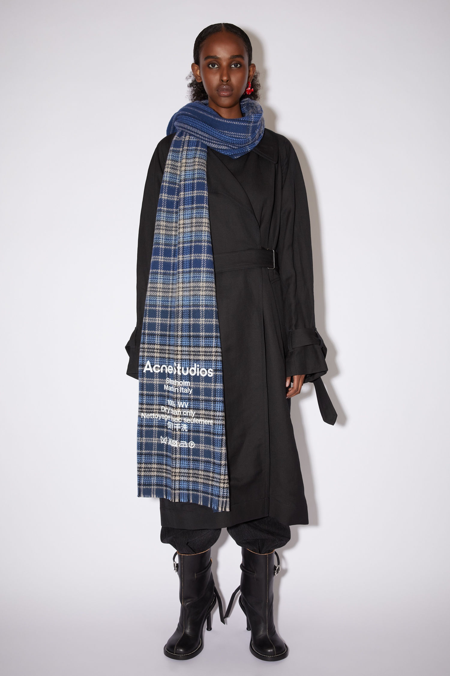 Tartan check scarf - Blue/beige - 3